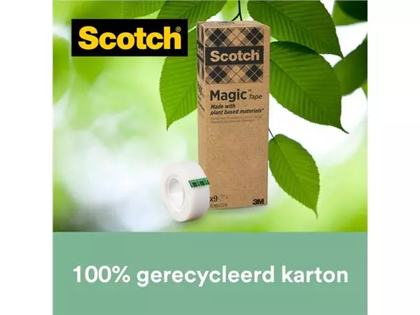 Een Plakband Scotch Magic 900 19mmx33m onzichtbaar mat 9 rollen koop je bij De Rijk Kantoorshop