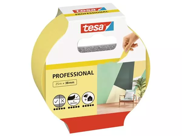 Een Afplaktape tesa® Professional 25mx38mm geel koop je bij Deska Alles voor Kantoor