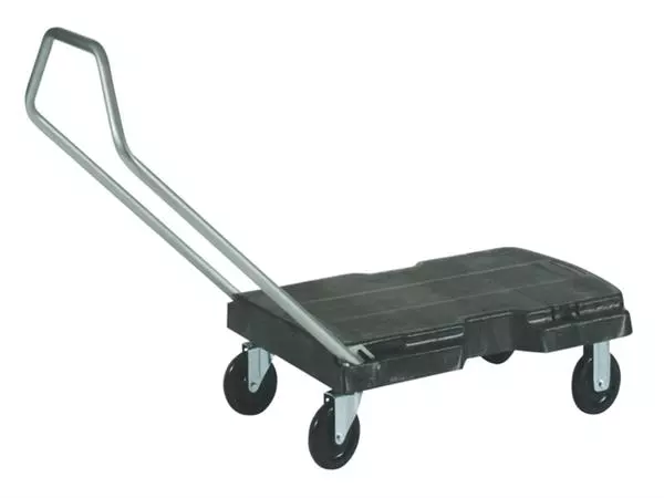 Een Transportkar Rubbermaid Triple Trolley inklapbaar 225kg zwart koop je bij Schellen Boek- en Kantoorboekhandel