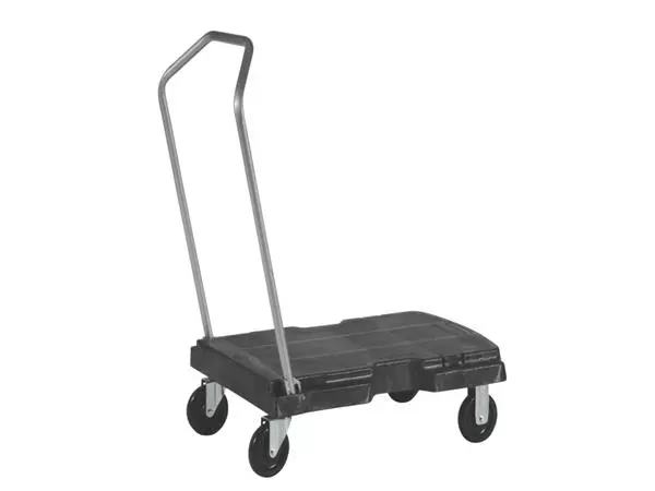 Een Transportkar Rubbermaid Triple Trolley inklapbaar 225kg zwart koop je bij Continu Kantoor