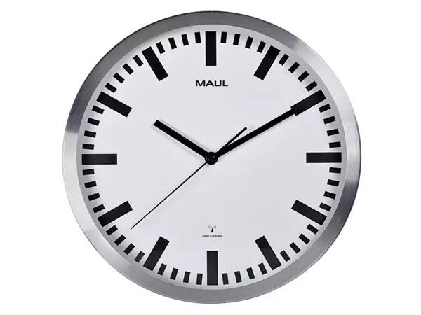 Een Horloge murale MAULpilot Ø30,5x4,5cm aluminium/blanc avec pile koop je bij QuickOffice BV