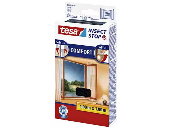 Een Insectenhor tesa® Insect Stop COMFORT raam 1x1m antraciet koop je bij VDB Office Express B.V.