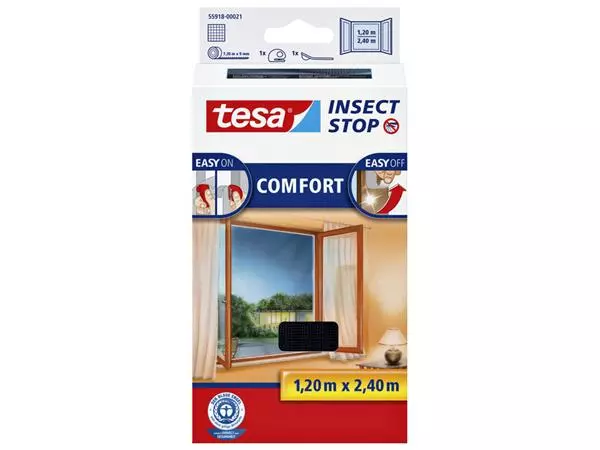 Een Insectenhor tesa® Insect Stop COMFORT buitendraaiende ramen 1,2x2,4m zwart koop je bij Topkantoor Repro Creatief