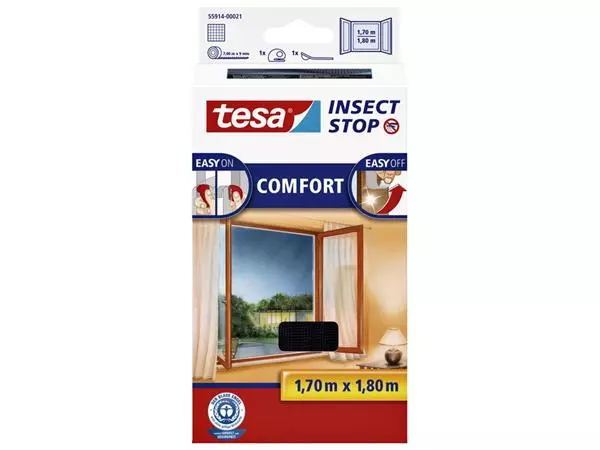 Een Insectenhor tesa® Insect Stop COMFORT raam 1,7x1,8m zwart koop je bij Friese Schrijfkamer