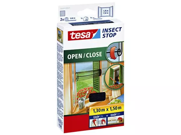 Een Insectenhor tesa® Insect Stop OPEN/CLOSE raam 1,3x1,5m zwart koop je bij Topkantoor Repro Creatief