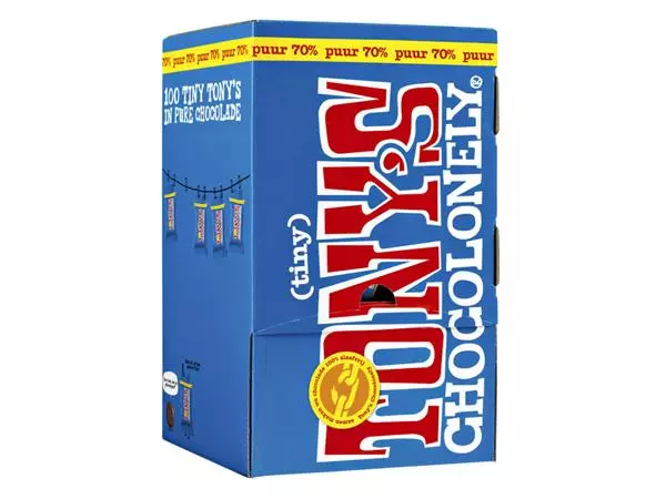 Een Chocolade Tony Chocolonely tiny puur doos 100 st koop je bij All Office Kuipers BV