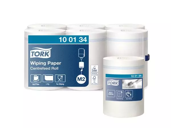 Poetspapier Tork M2 centerfeed 1-laags 275m wit 100134