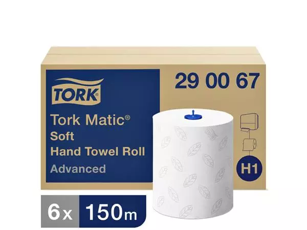 Handdoekrol Tork Matic H1 advanced 2-laags scheurbestendig 150m wit 290067