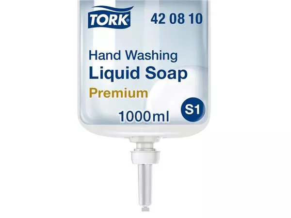 Een Handzeep Tork S1 vloeibaar extra hygiënisch ongeparfumeerd 1000ml 420810 koop je bij De Rijk Kantoorshop