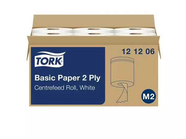 Een Poetsrol Tork Basic M2 centerfeed multifunctioneel 2-laags 6 rollen à 160m wit 121206 koop je bij Scheepstra Drachten