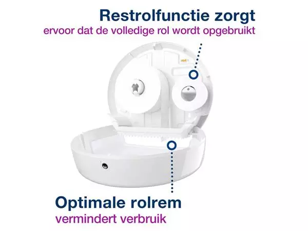 Een Toiletpapierdispenser Tork Mini Jumbo T2 Elevation wit 555000 koop je bij Heering Office