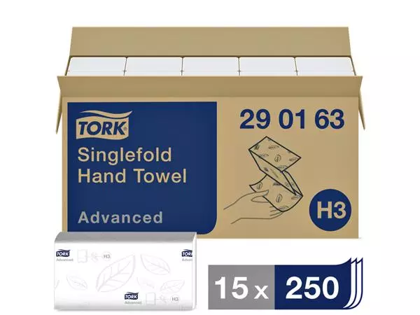 Een Handdoek Tork H3 Advanced Z-gevouwen 2-laags wit 290163 koop je bij van Kerkvoorde & Hollander B.V.