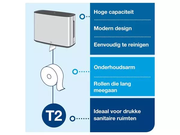 Een Toiletpapierdispenser Tork Image Lijn Mini jumborol T2 Image-Gesloten- rvs 460006 koop je bij Sysdicom BV