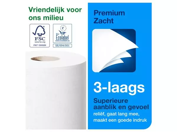 Een Toiletpapier Tork T4 traditioneel premium 3-laags 250 vel wit 110316 koop je bij All Office Kuipers BV