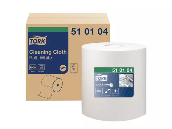 Een Reiningingsdoek Tork W1 herbruikbaar nonwoven 1000 vel wit 510104 koop je bij Romijn Office Supply