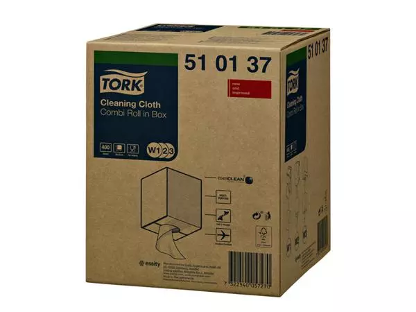 Een Reiningingsdoek Tork W1 herbruikbaar nonwoven 400 vel wit 510137 koop je bij PrimaOffice