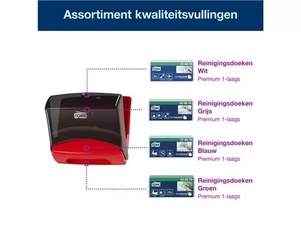 Een Reinigingsdoekdispenser Tork W4 wand zwart 654008 koop je bij Egner kantoorspecialisten