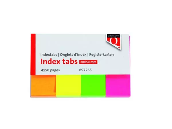 Een Indextabs Quantore 20x50mm neon koop je bij Supply Mij