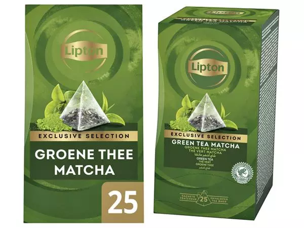 Een Thee Lipton Exclusive groene thee matcha 25x2gr koop je bij Friese Schrijfkamer