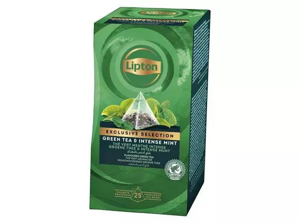 Een Thee Lipton Exclusive groene thee munt 25x2gr koop je bij Continu Kantoor