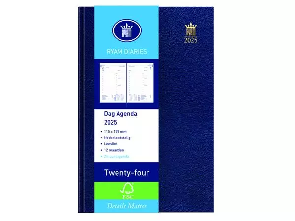 Een Agenda 2025 Ryam Twenty-four Mundior 1dag/1pagina blauw koop je bij All Office Kuipers BV