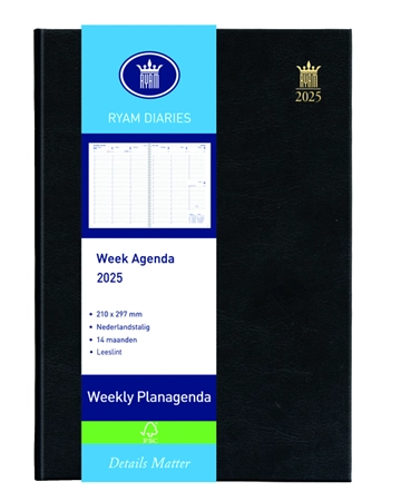 Een Agenda 2025 Ryam Weekly Mundior 7dagen/2pagina's zwart koop je bij Quality Office Supplies