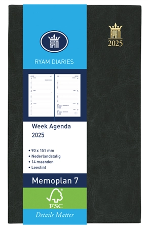 Een Agenda 2025 Ryam Memoplan 7 Mundior 7dagen/2pagina's zwart koop je bij Deska Alles voor Kantoor