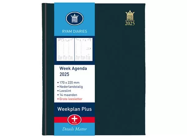 Een Agenda 2025 Ryam Weekplan Plus Mundior 7dagen/2pagina's zwart koop je bij All Office Kuipers BV