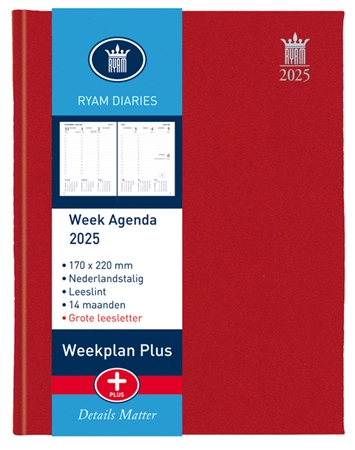 Een Agenda 2025 Ryam Weekplan Plus Mercury 7d/2p rd koop je bij All Office Kuipers BV