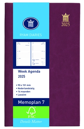 Een Agenda 2025 Ryam Memoplan 7 Mundior 7dagen/2pagina's bordeaux koop je bij Topkantoor Repro Creatief