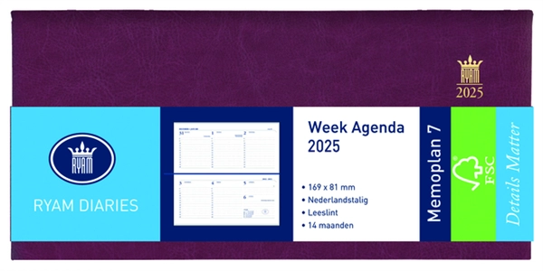 Een Agenda 2025 Ryam Memoplan 7 Mundior 7d/2p bordeaux koop je bij All Office Kuipers BV