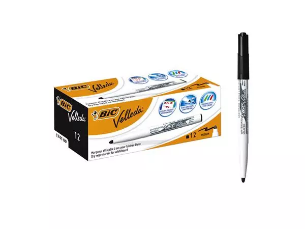 Een Viltstift Bic Velleda 1741 whiteboard rond medium zwart koop je bij De Joma BV