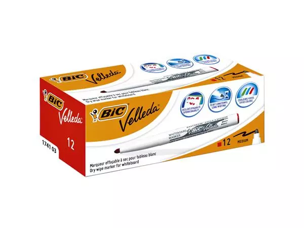 Een Viltstift Bic Velleda 1741 whiteboard rond medium rood koop je bij VDP Office