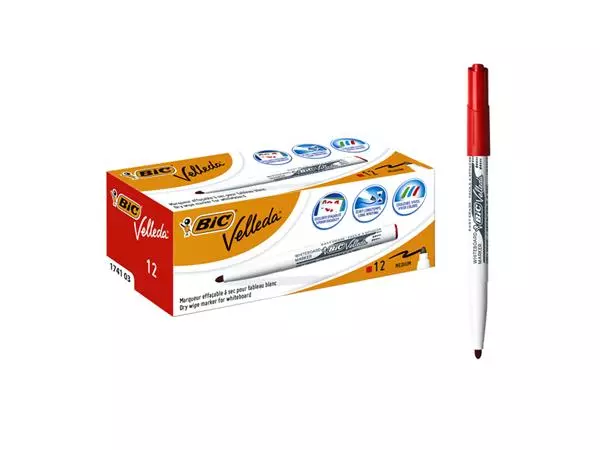 Een Viltstift Bic Velleda 1741 whiteboard rond medium rood koop je bij Sysdicom BV