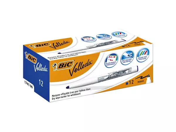 Een Viltstift Bic 1741 whiteboard rond M blauw koop je bij VDP Office