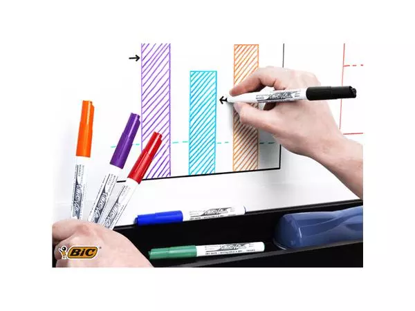 Een Viltstift Bic Velleda 1744 whiteboard rond medium assorti kartonnen etui à 4 stuks koop je bij Continu Kantoor