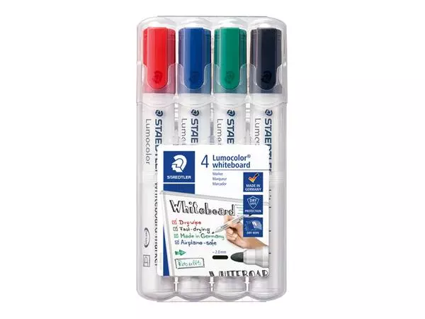 Een Viltstift Staedtler Lumocolor 351 whiteboard set à 4 stuks assorti koop je bij Jacobs