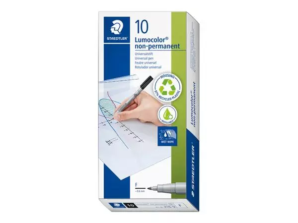 Een Viltstift Staedtler Lumocolor 316 non permanent F zwart koop je bij QuickOffice BV