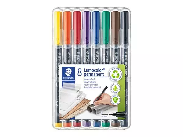 Een Viltstift Staedtler Lumocolor 313 permanent S set à 8 stuks assorti koop je bij Continu Kantoor