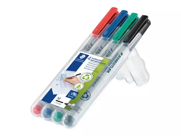 Een Viltstift Staedtler Lumocolor 315 non permanent M set à 4 stuks assorti koop je bij Continu Kantoor