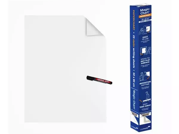 Een Magic-Chart Legamaster Paperchart folie 60x80cm wit 25 vel koop je bij Kantorice office & business supplies