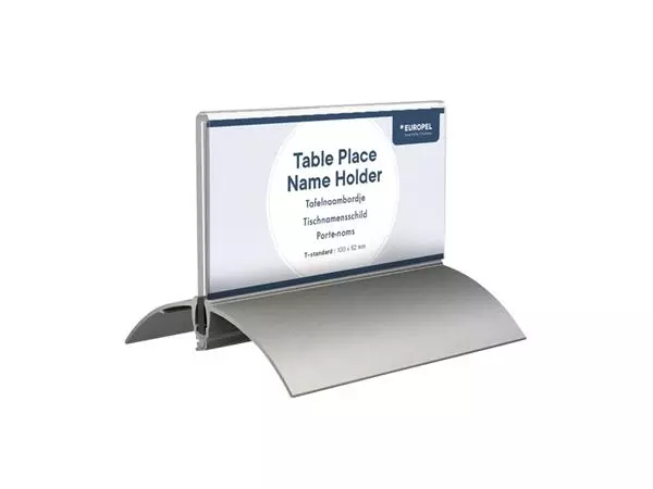 Een Tafelnaambord Europel 52x100mm acryl aluminium koop je bij All Office Kuipers BV