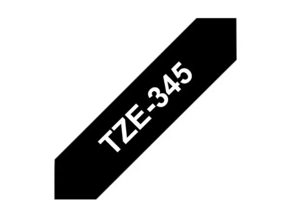 Een Labeltape Brother P-touch TZe-345 standaard 18mm wit op zwart koop je bij Deska Alles voor Kantoor