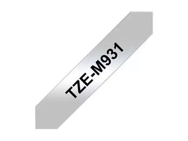 Een LABELTAPE BROTHER TZE-M931 12MMX8M METALLIC/ZWART koop je bij All Office Kuipers BV