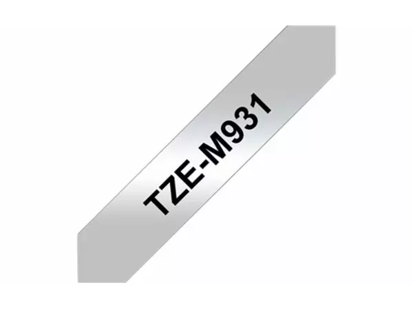 Een Labeltape Brother P-touch TZE-M931 12mm zwart op metalic koop je bij Sysdicom BV