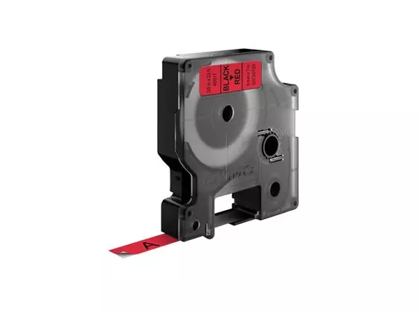 Een Labeltape Dymo LabelManager D1 polyester 9mm zwart op rood koop je bij PrimaOffice