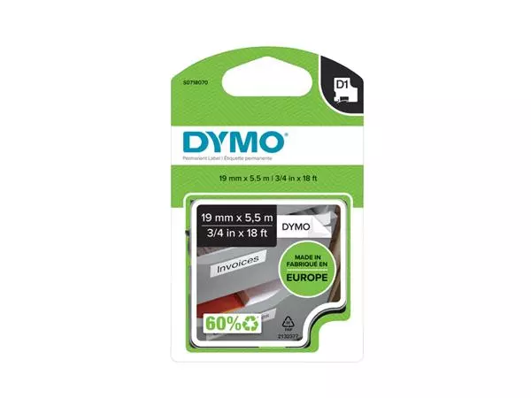 Een Ruban Dymo LabelManager D1 polyester 19mmx5,5m noir sur blanc koop je bij QuickOffice BV