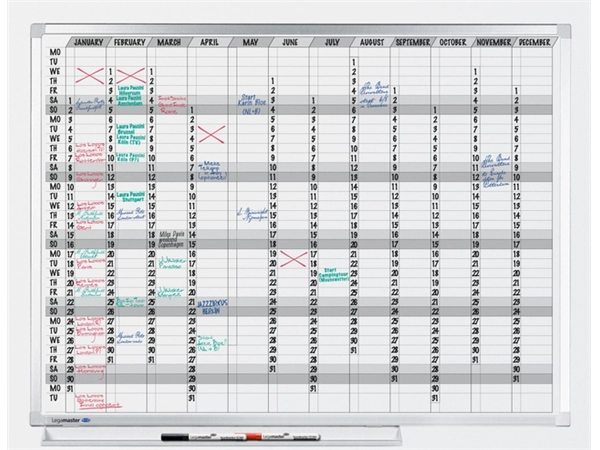 Een Planbord Legamaster professional jaarplanner hor 90x120cm koop je bij Continu Kantoor