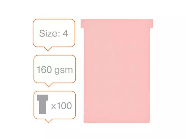 Een Planbord T-kaart Nobo nr 4 112mm roze 100 stuks koop je bij PrimaOffice