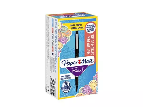 Een Fineliner Paper Mate Flair Original medium zwart valuepack à 36 stuks koop je bij Holster Kantoortotaal